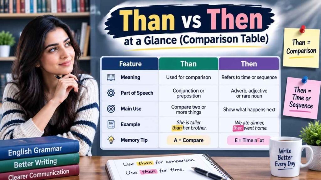 Than vs Then at a Glance (Comparison Table)