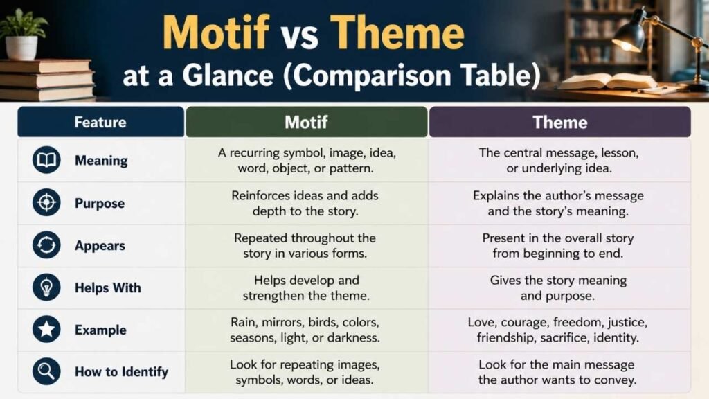 Motif vs Theme at a Glance (Comparison Table)