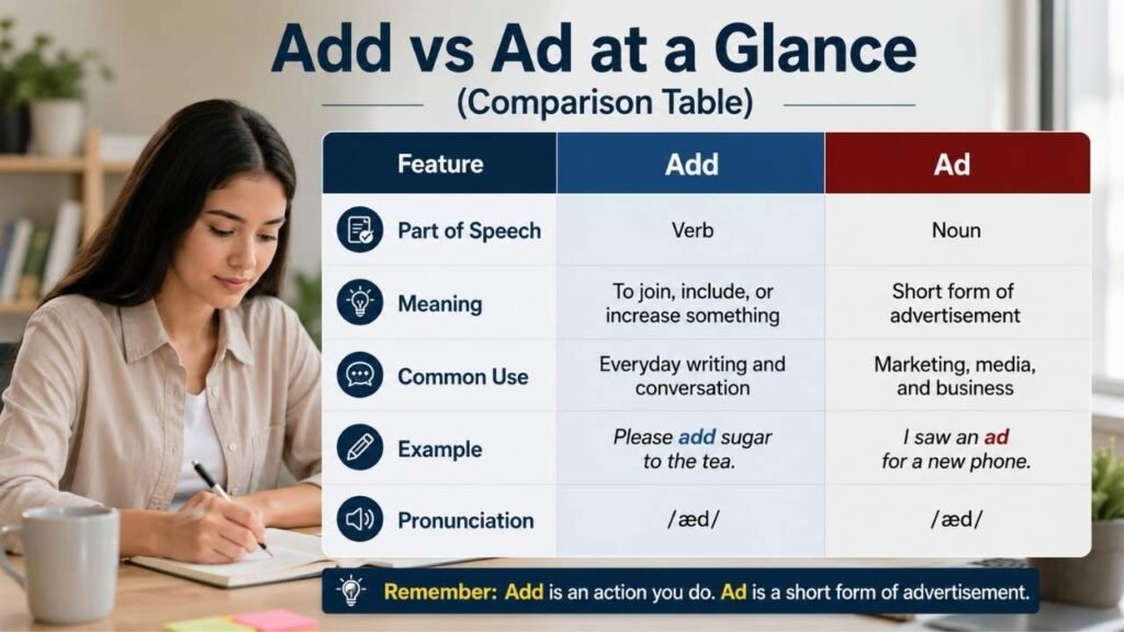 Add vs Ad at a Glance (Comparison Table)