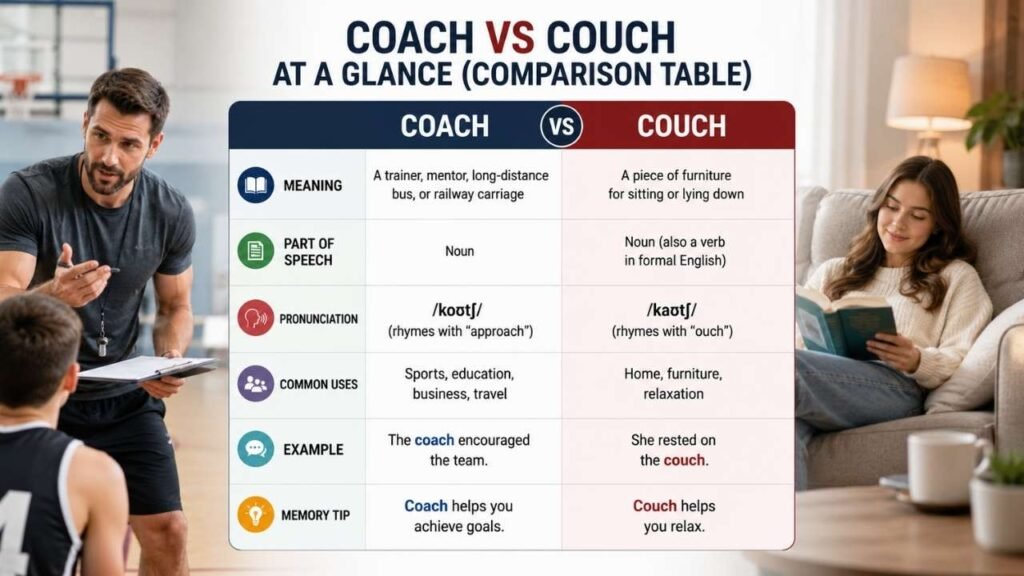 Coach vs Couch at a Glance (Comparison Table)