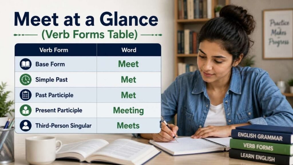 Meet at a Glance (Verb Forms Table)
