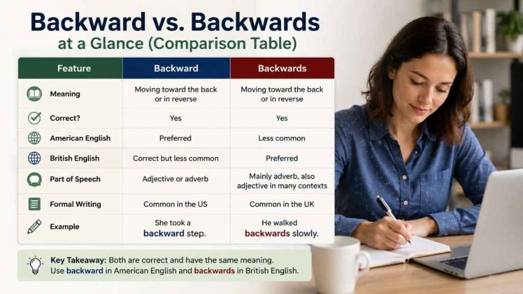 Backward vs. Backwards at a Glance (Comparison Table)