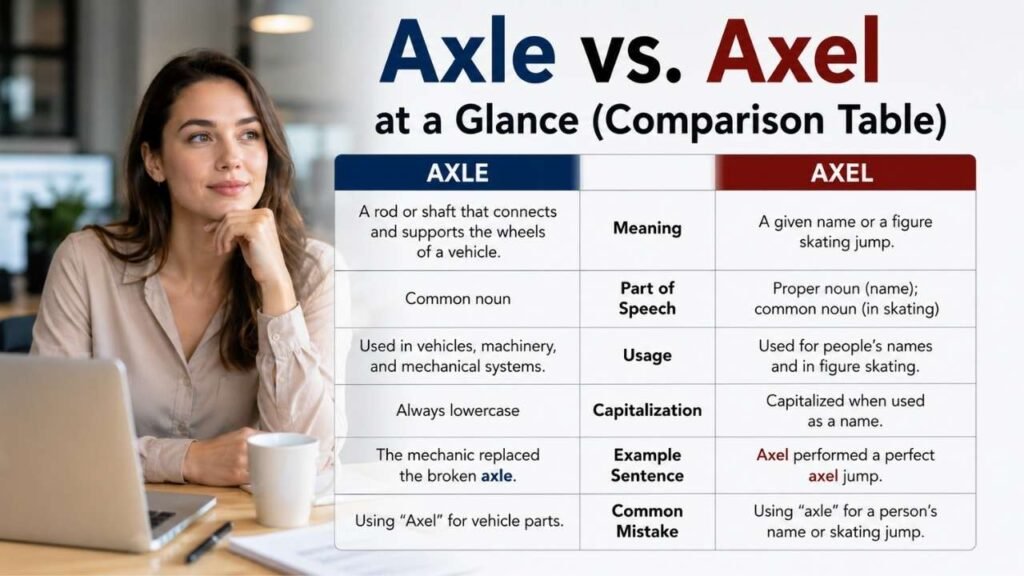 Axle vs. Axel at a Glance (Comparison Table)