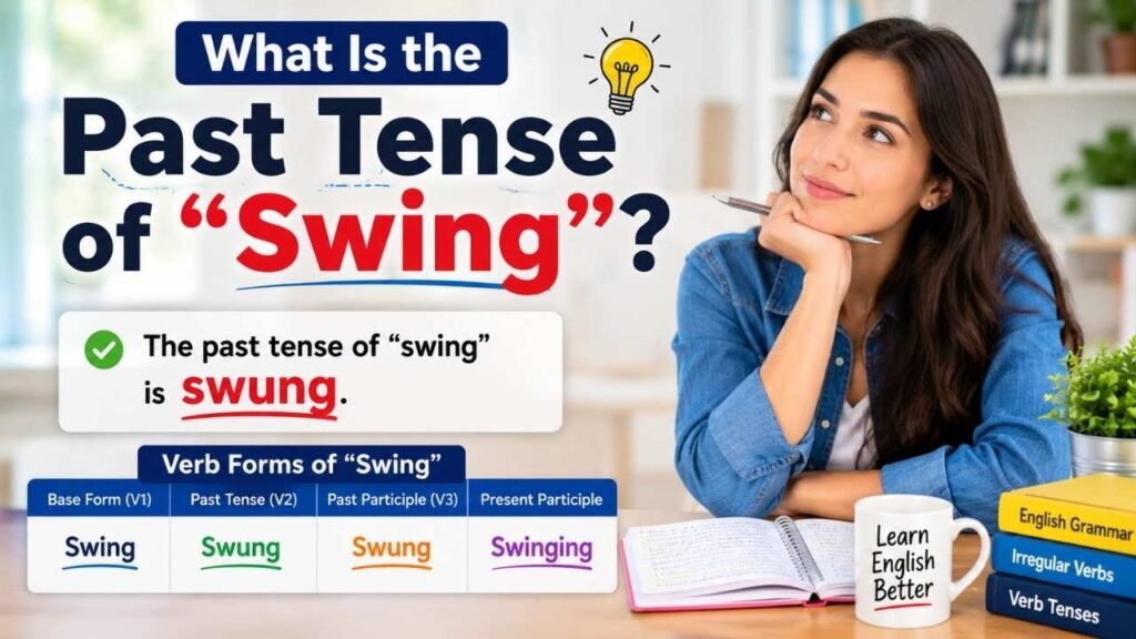 What is the past tense of swing showing swing verb forms and the correct form “swung”