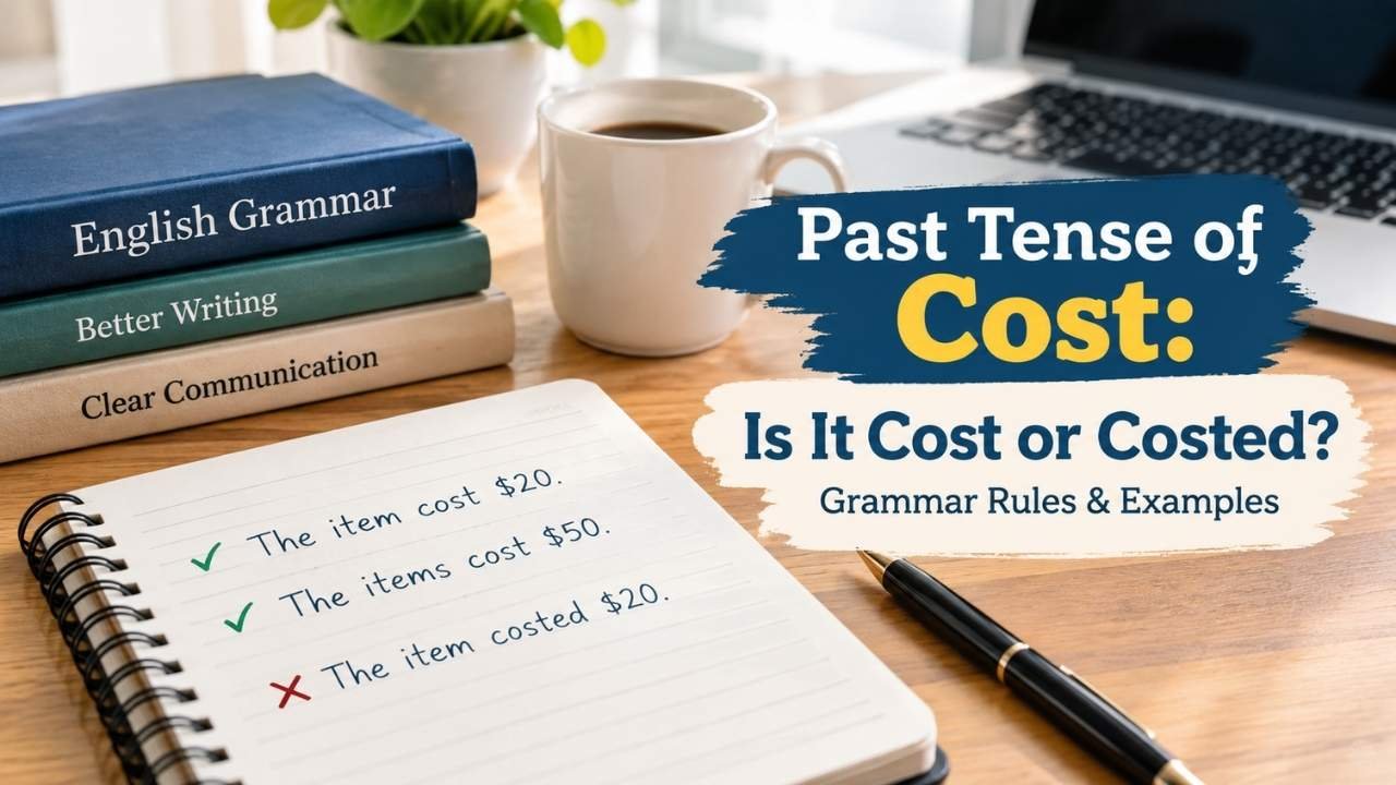 Past tense of “cost” explained with grammar examples, showing when to use cost instead of costed.