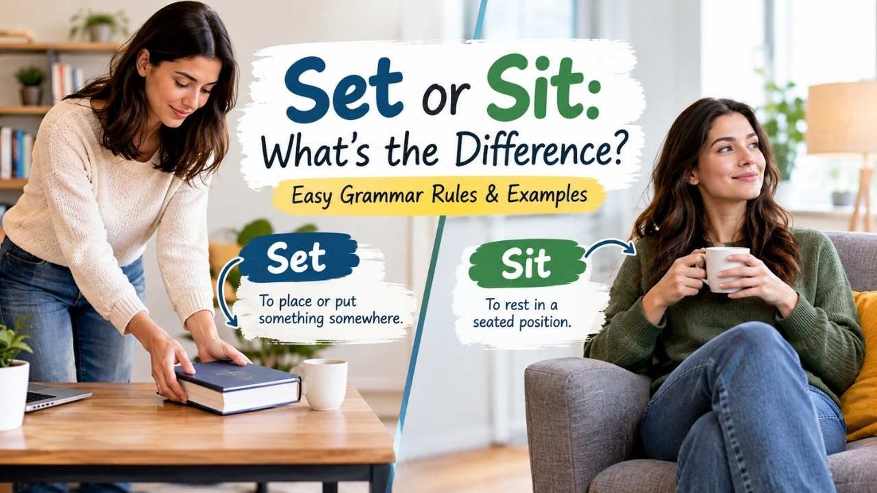 Many English learners and even native speakers get confused by set vs. sit because the two verbs are closely related.