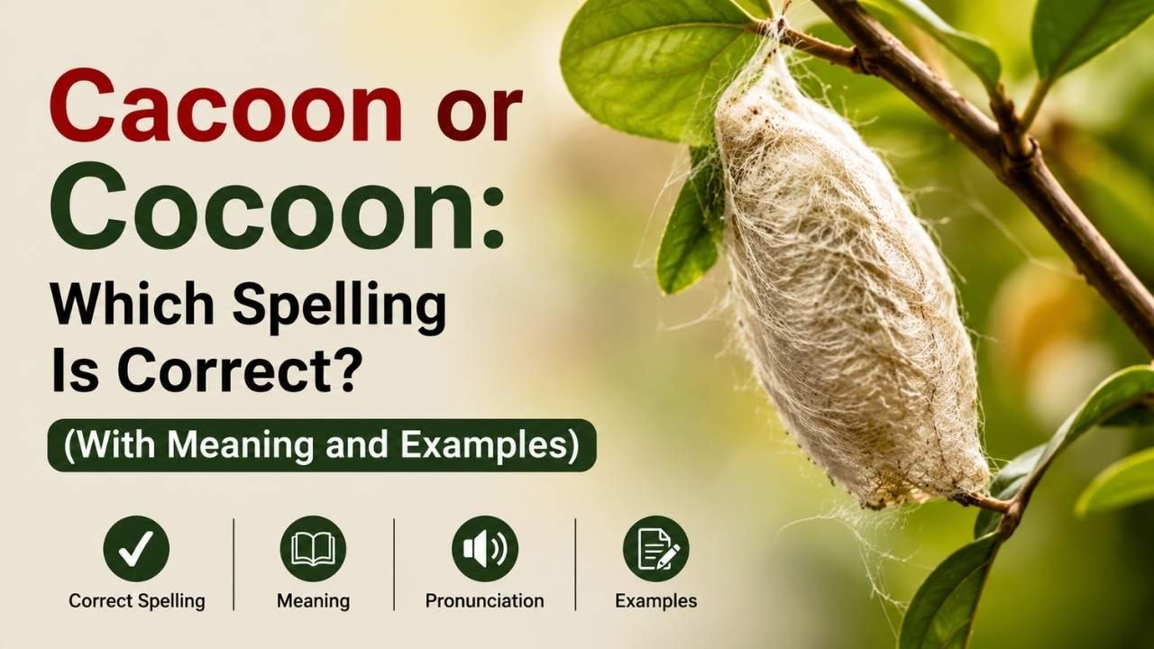 We'll also explain why people confuse cacoon vs cocoon, provide clear sentence examples, and compare cocoon with similar terms like chrysalis so you can use the word with confidence.